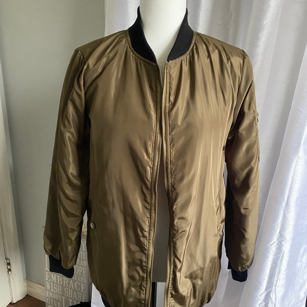 Forever 21 long bomber jacket Khaki